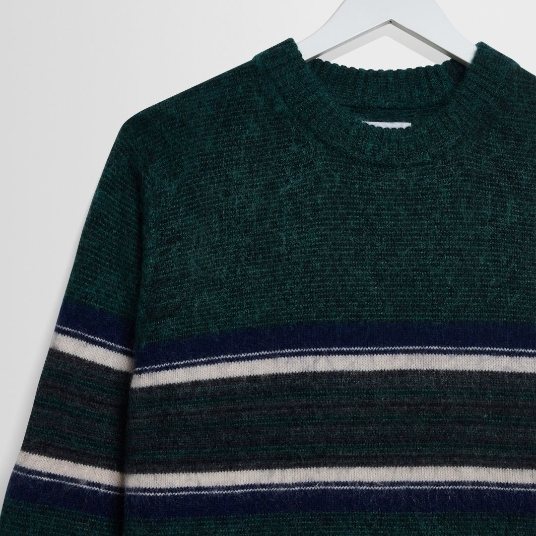 Wax London Wilde Crew Brush Preppy Stripe - Green