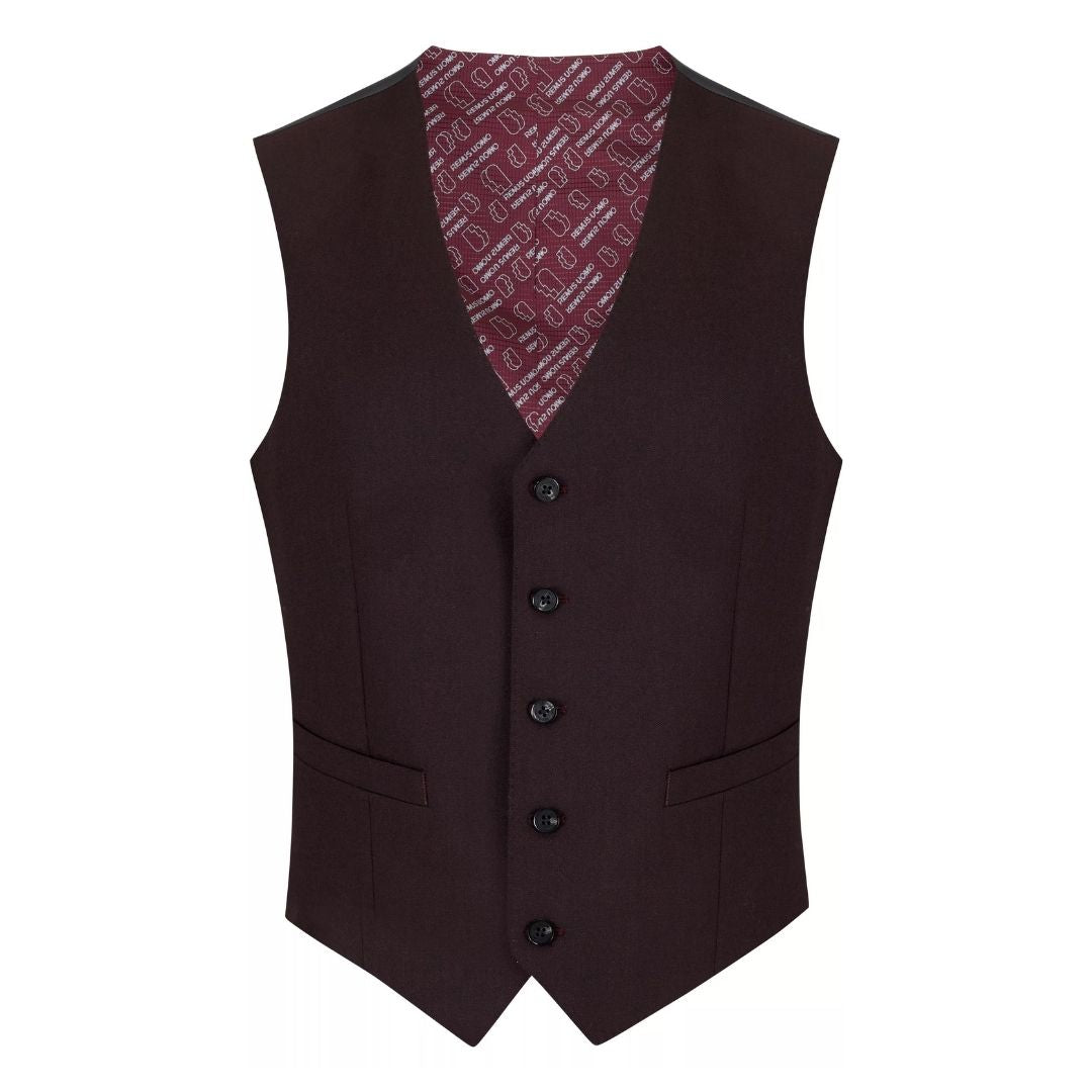 Remus Uomo Dark Red Peppe Mix + Match Suit Waistcoat - Wine