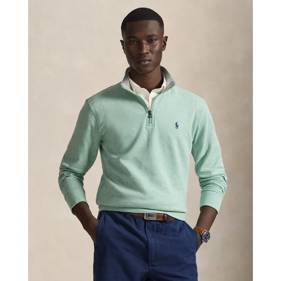 Polo Ralph Lauren Luxury Jersey Quarter-Zip Pullover - Celadon Green