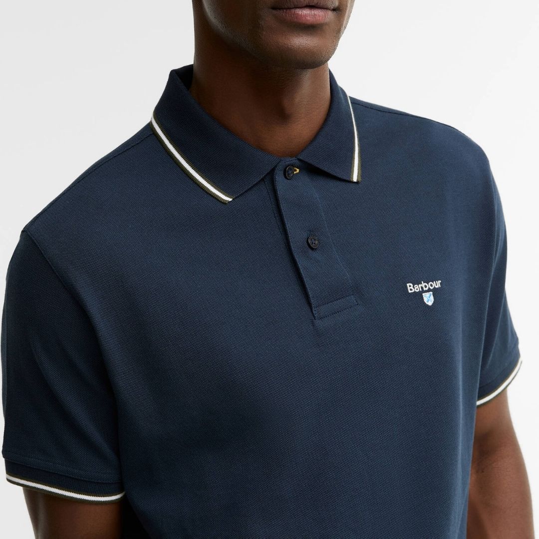 Barbour Fielding Tailored Short-Sleeved Polo Shirt - Navy