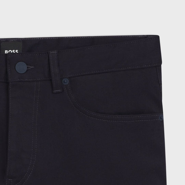 Boss Black Delaware slim-fit trousers in fade-resistant twill - Dk Blue
