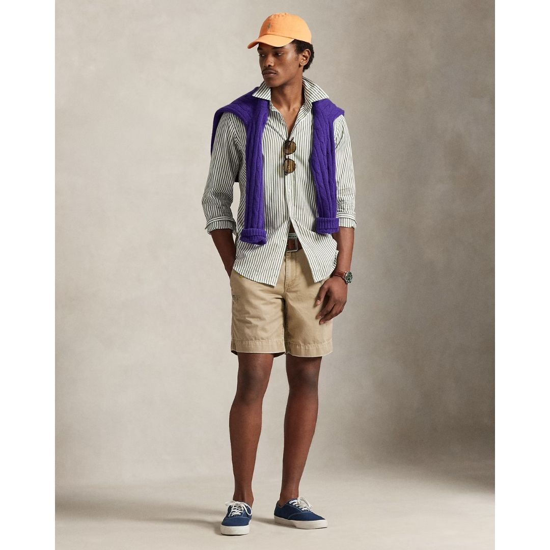 Polo Ralph Lauren Custom Fit Striped Broadcloth Shirt - White Garden Trail