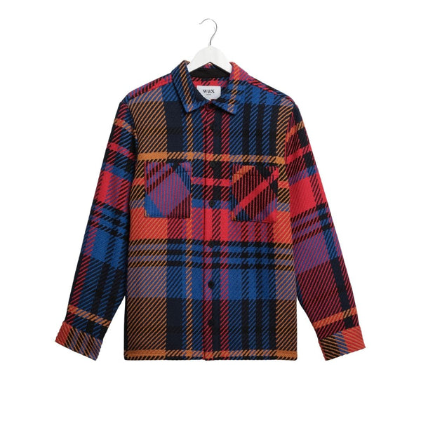 Wax London Whiting Overshirt Bold Check - Purple/Red