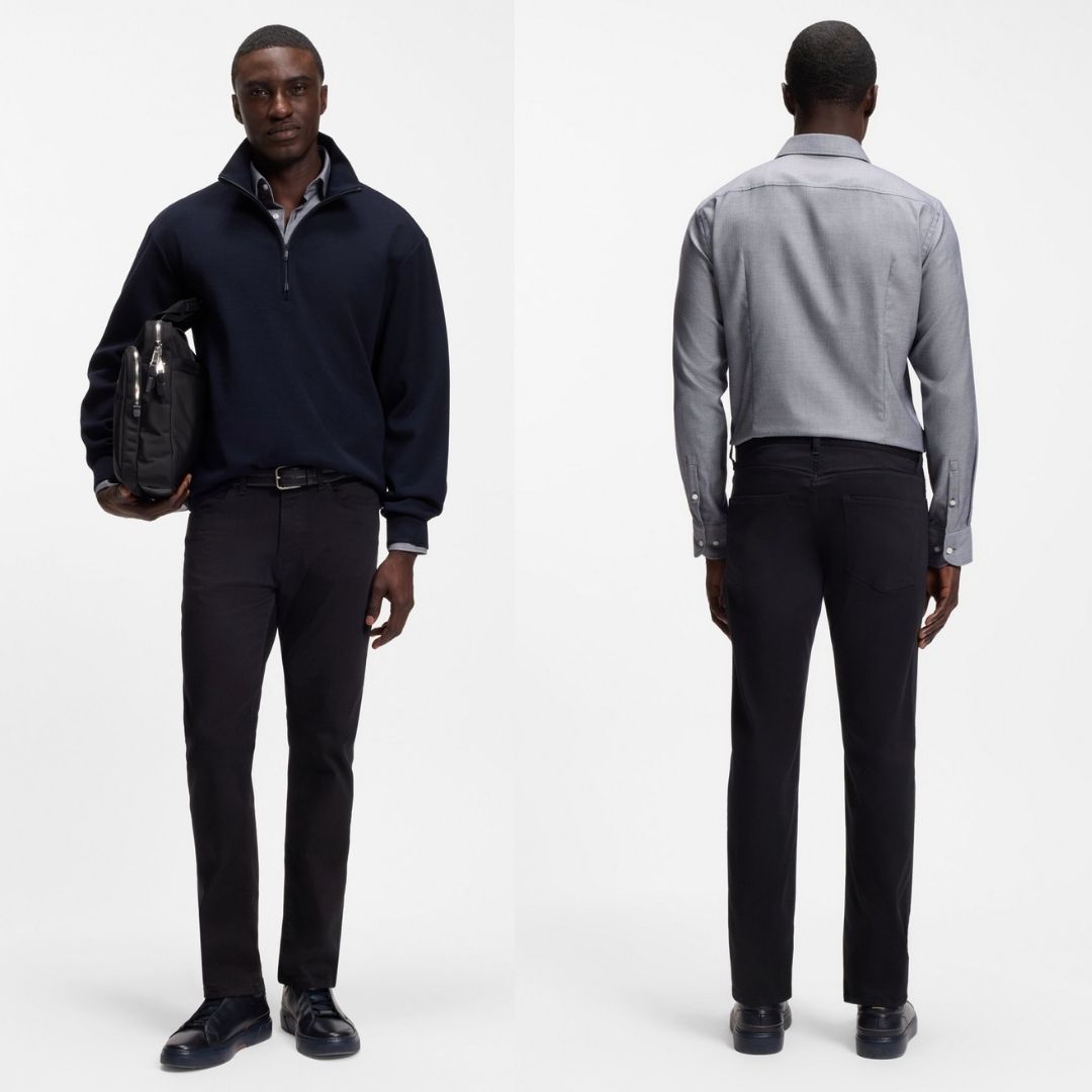 Boss Black Delaware slim-fit trousers in fade-resistant twill - Dk Blue