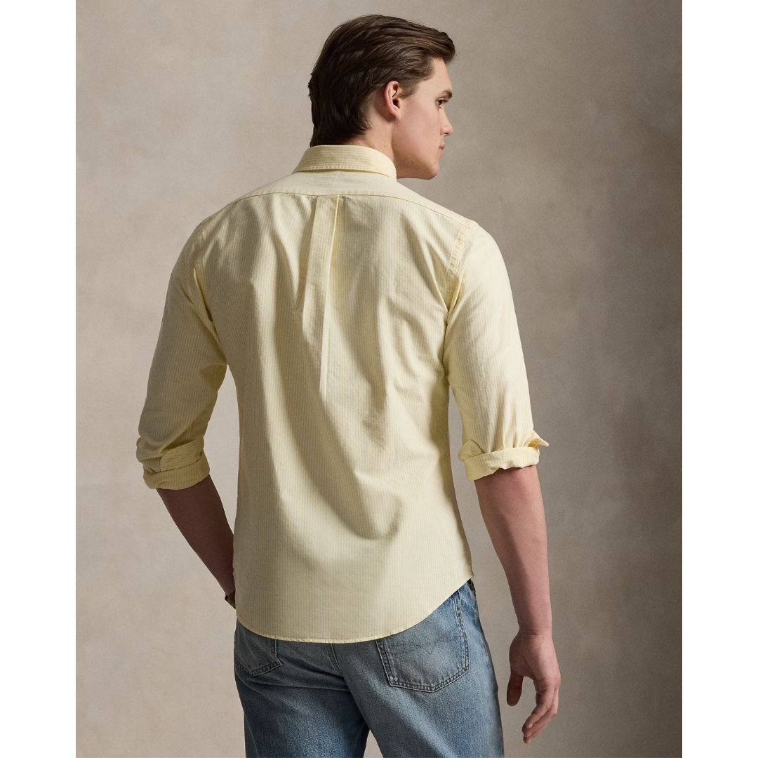 Polo Ralph Lauren Custom Fit Striped Oxford Shirt - Yellow Oxford/White