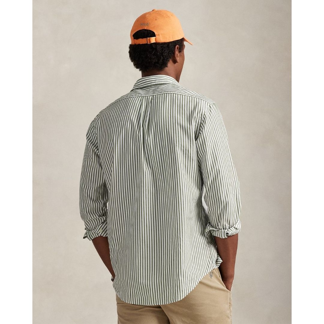 Polo Ralph Lauren Custom Fit Striped Broadcloth Shirt - White Garden Trail