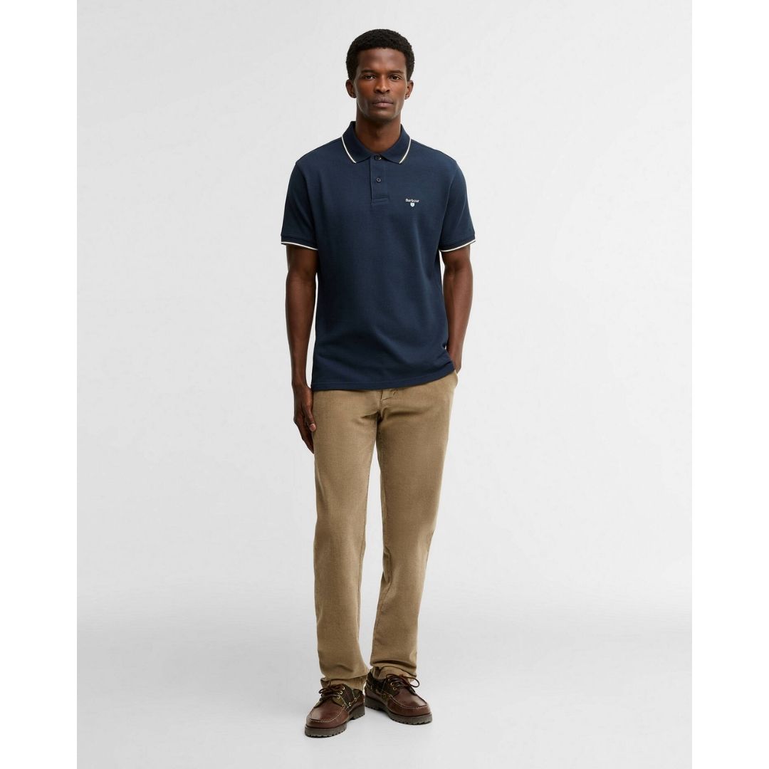 Barbour Fielding Tailored Short-Sleeved Polo Shirt - Navy