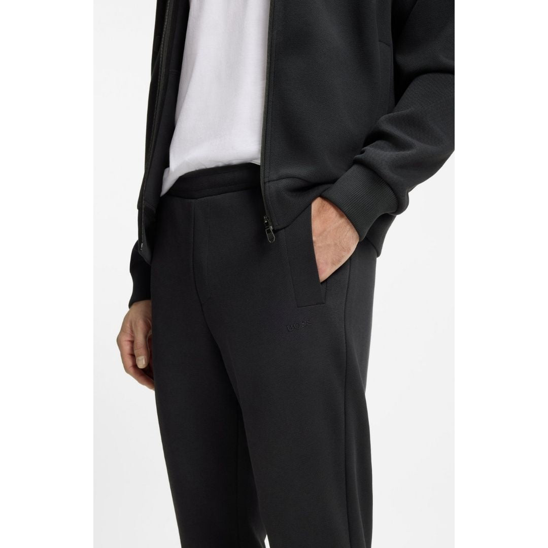 Boss Green Cotton-blend tracksuit bottoms with embroidered logo - Dk Blue