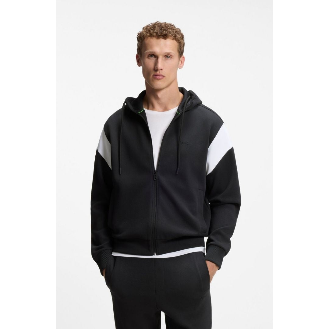 Boss Green Regular-fit zip-up sweatshirt in spacer piqué - Dk Blue