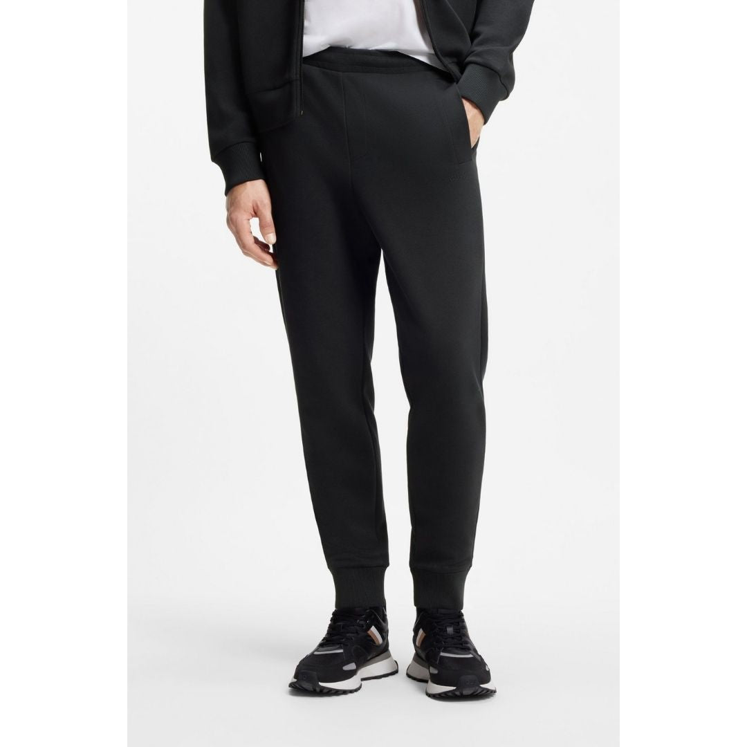 Boss Green Cotton-blend tracksuit bottoms with embroidered logo - Dk Blue