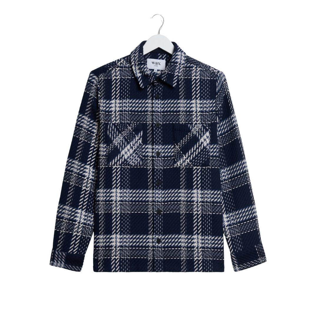 Wax London Whiting Overshirt Plaid Weave - Navy