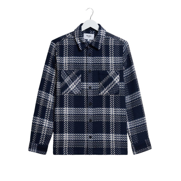 Wax London Whiting Overshirt Plaid Weave - Navy