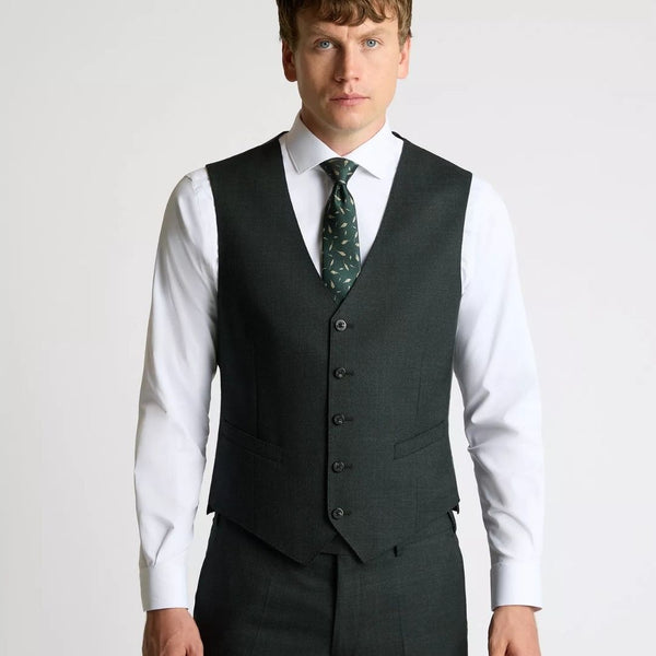 Remus Uomo Dark Green Peppe Mix + Match Suit Waistcoat - Green