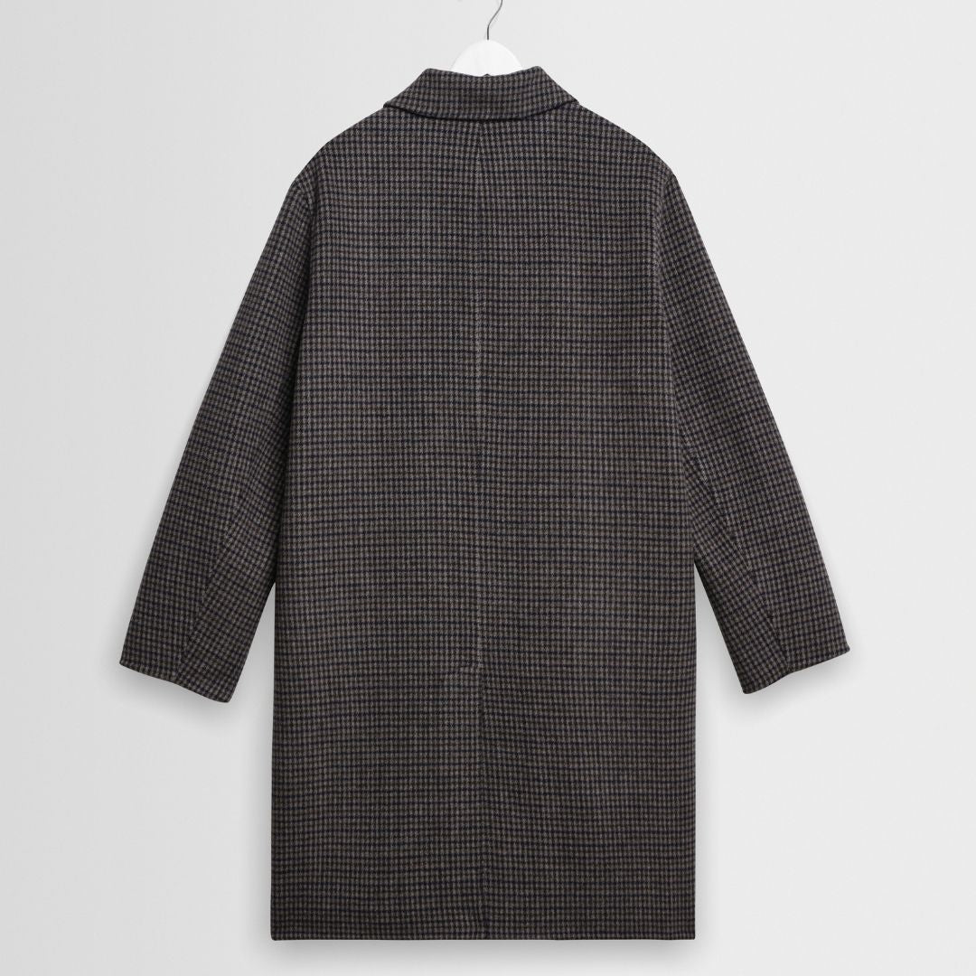 Wax London Stan Coat Double ac Check - Navy/Brown