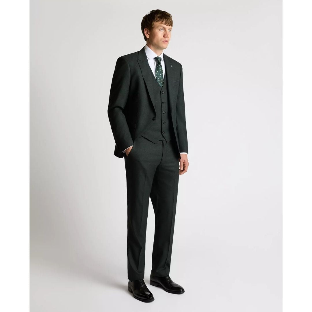 Remus Uomo Dark Green Peppe Mix + Match Suit Waistcoat - Green