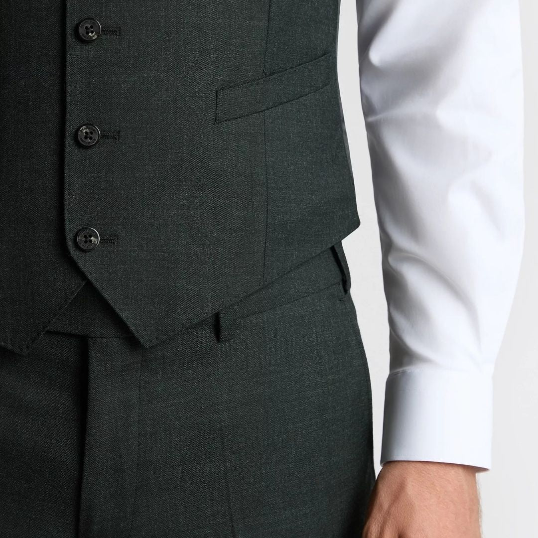 Remus Uomo Dark Green Peppe Mix + Match Suit Waistcoat - Green