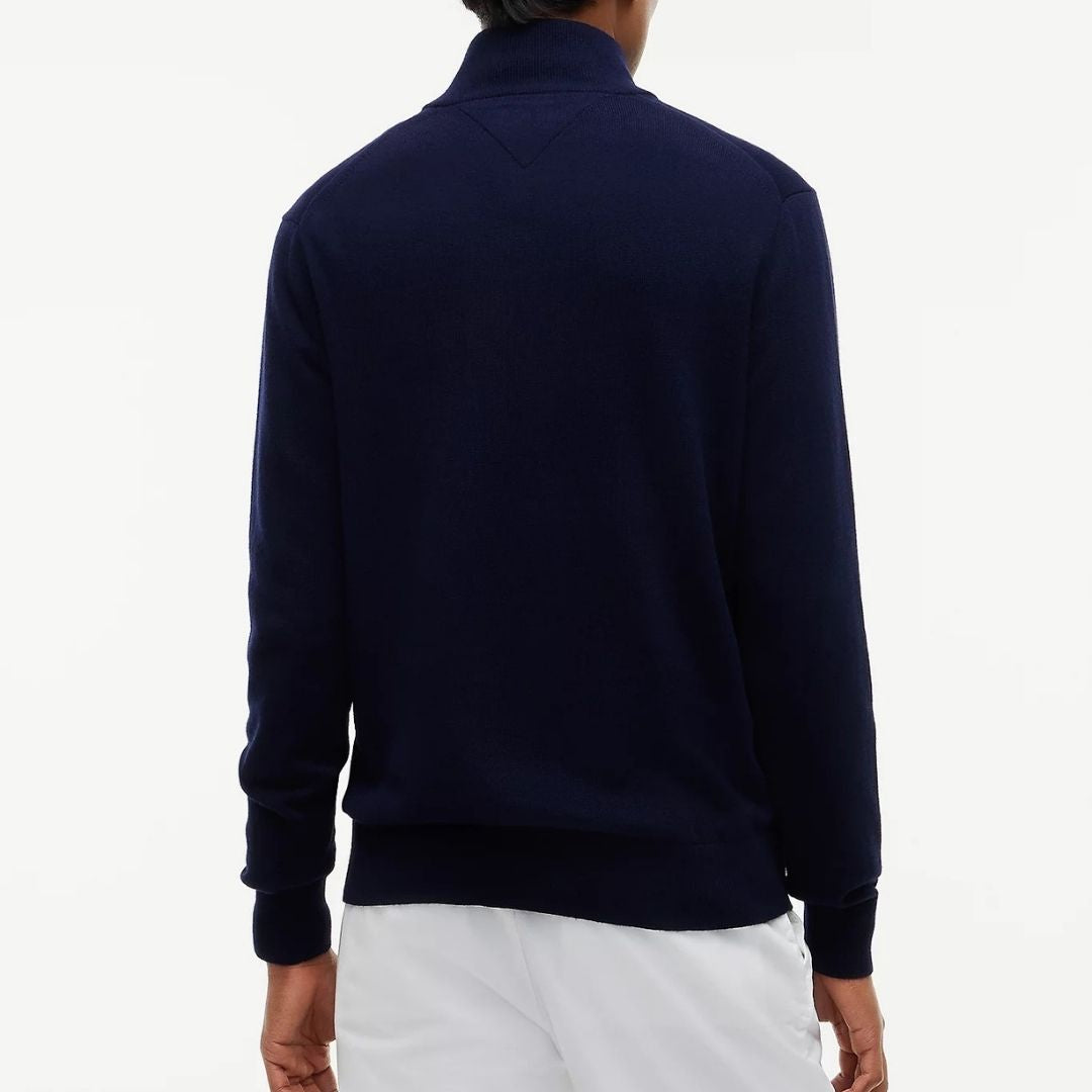 Tommy Hilfiger Mock Neck Quarter-Zip Jumper With Cashmere - Navy
