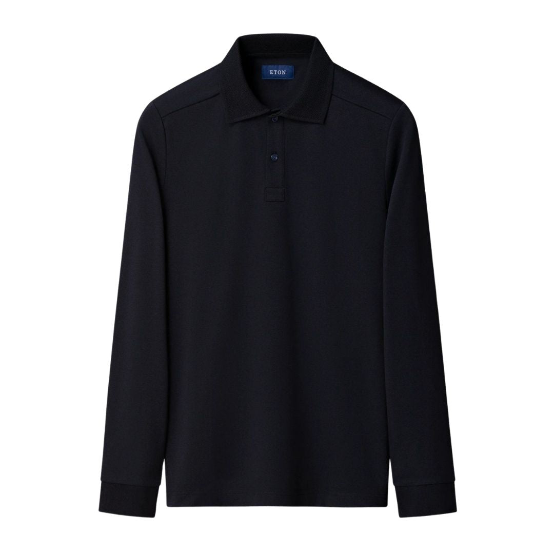 Eton Navy blue Interlock Polo Shirt  - Navy