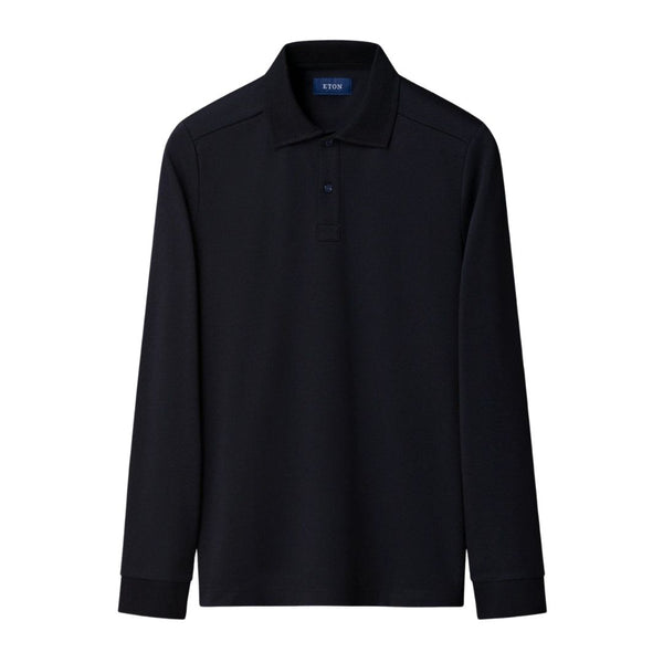 Eton Navy blue Interlock Polo Shirt  - Navy