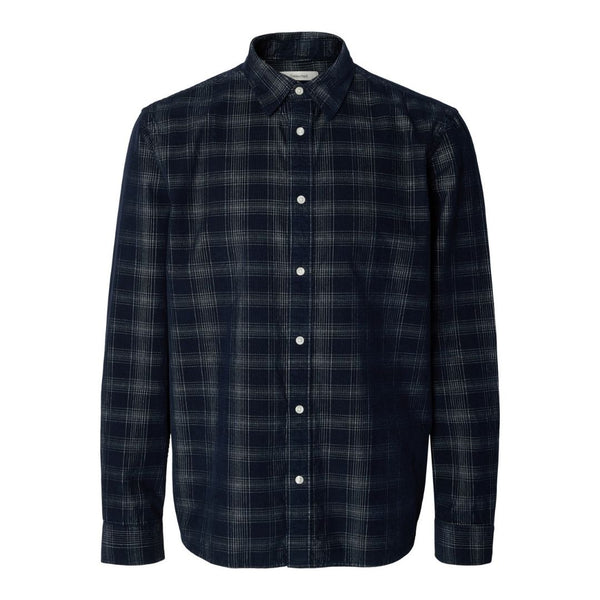 Selected Homme Claus-PAU Reg Cod Check LS Shirt - Sky Captain Egret Blue