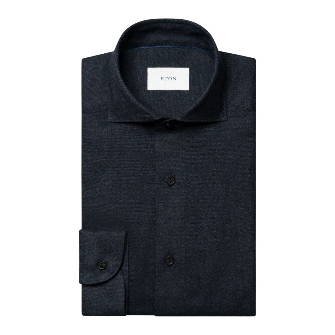 Eton Navy blue Plaid Check Flannel Shirt - Navy
