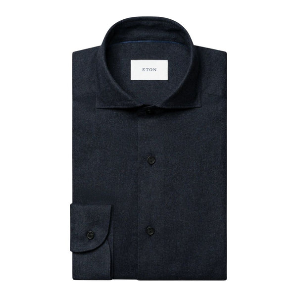 Eton Navy blue Plaid Check Flannel Shirt - Navy
