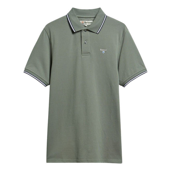 Barbour Fielding Polo with Tipped Collar and Sleeve - Agave Green