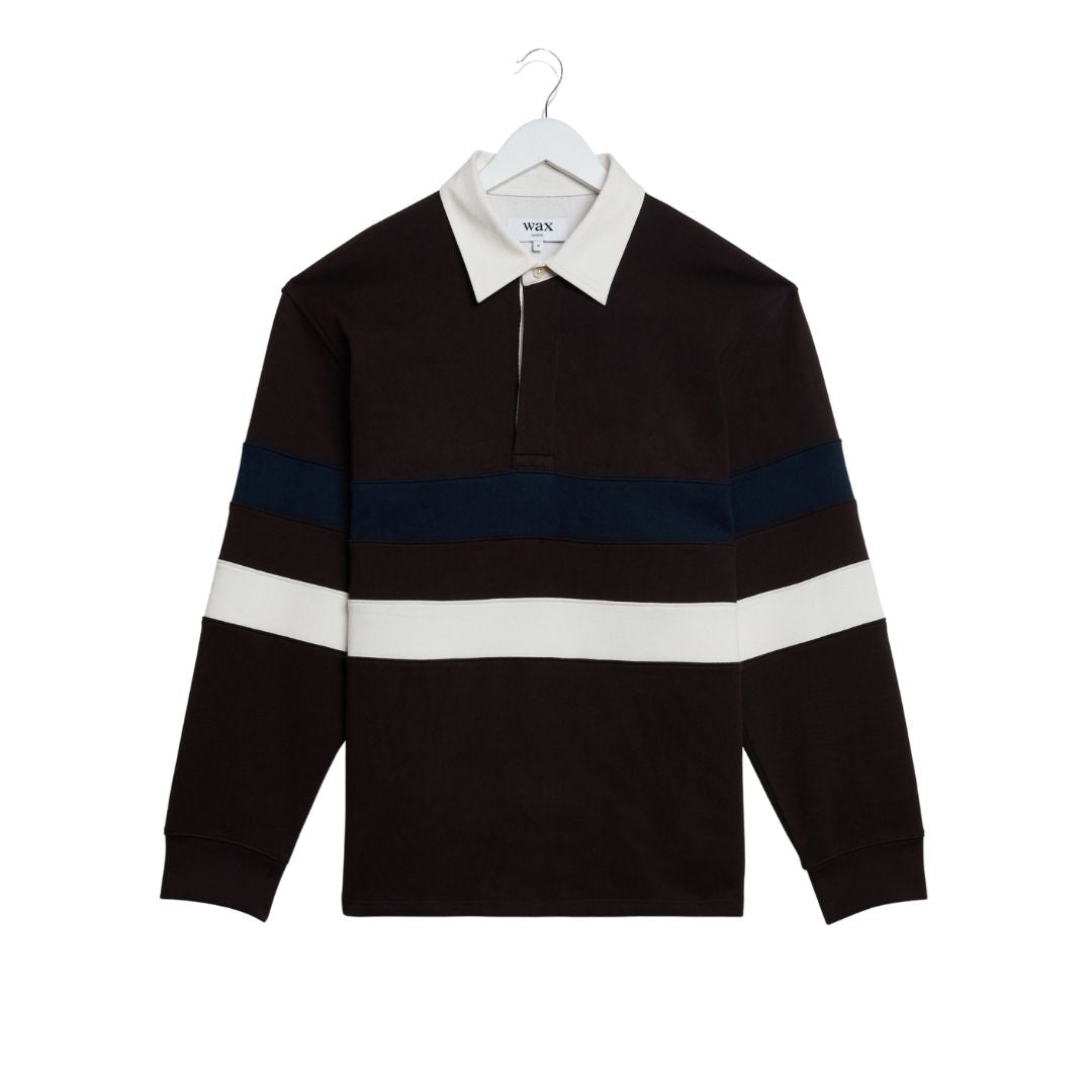 Wax London Rowhill Rugby Mirror Stripe - Brown/Navy