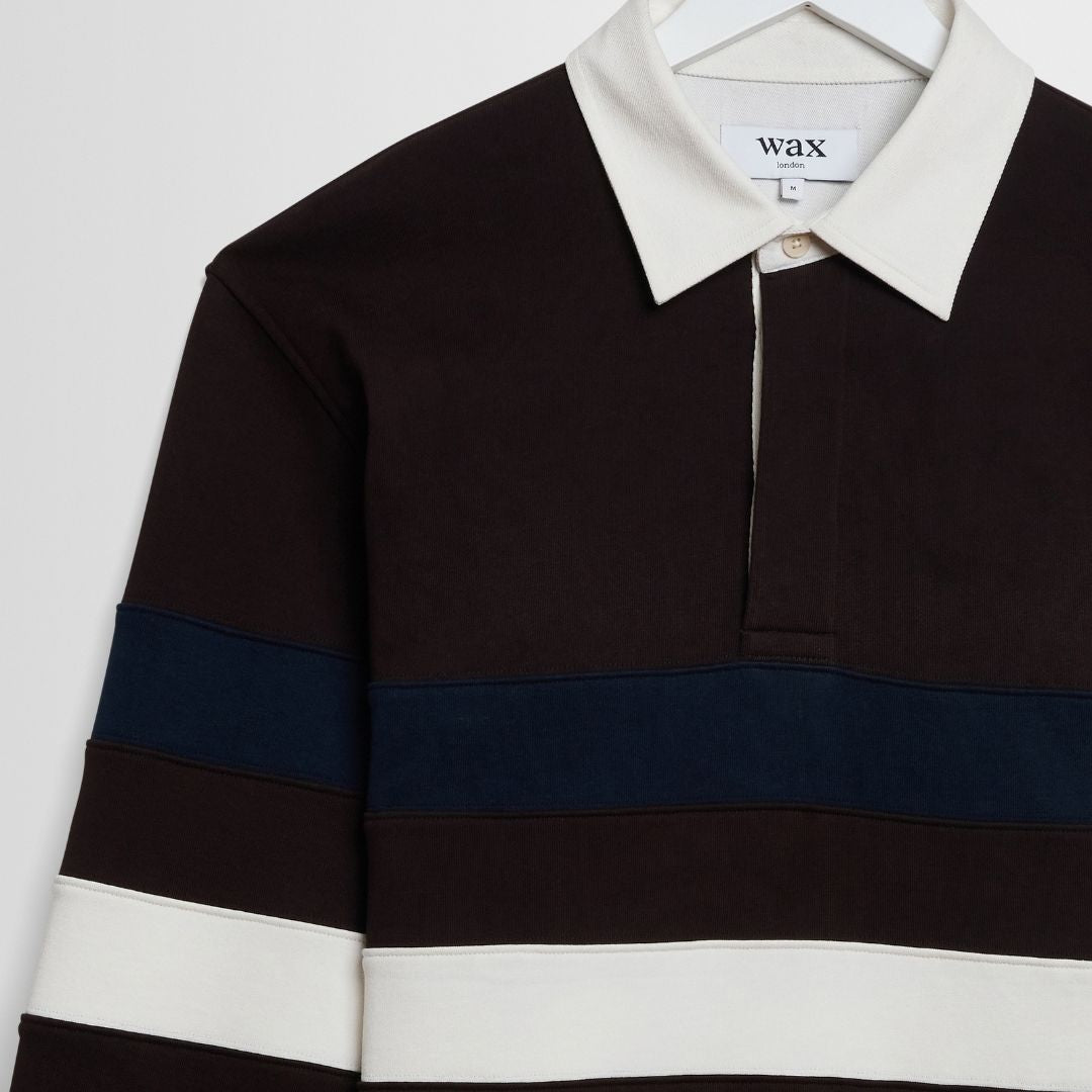 Wax London Rowhill Rugby Mirror Stripe - Brown/Navy