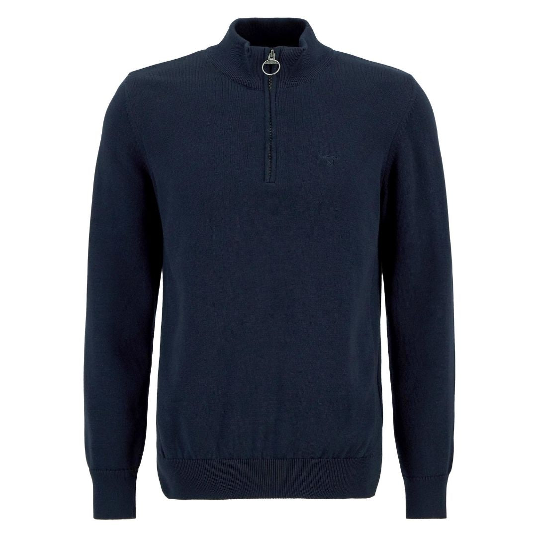 Barbour Cotton Quarter Zip Knit - Navy