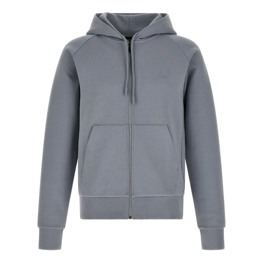 BOSS Green Stretch-Cotton Zip Hoodie – Grey