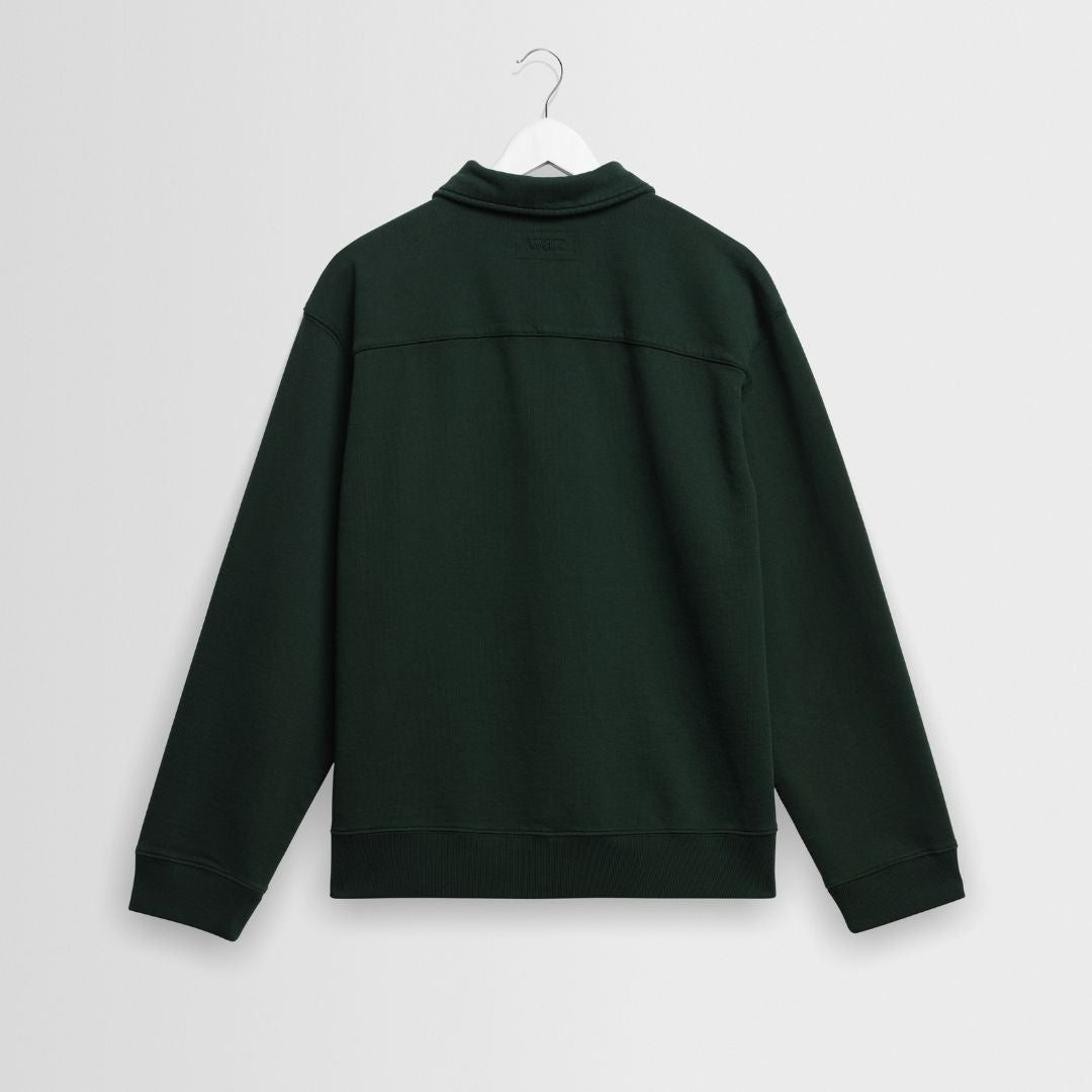 Wax London Reeve Quarter Zip Sweatshirt Dry Cotton Loopback  - Green