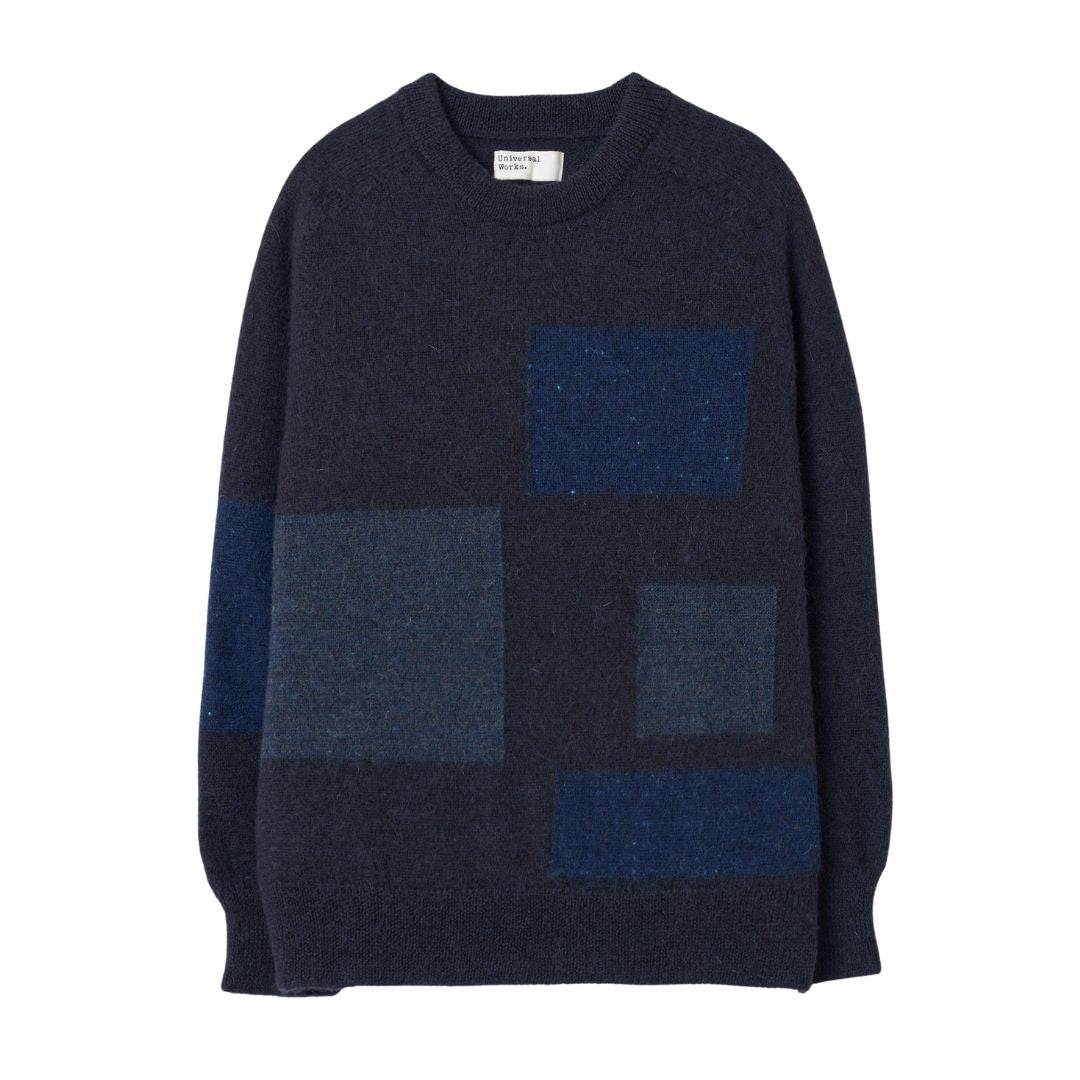 Universal Works British Wool Navy-Lyon Crew Knit - Navy