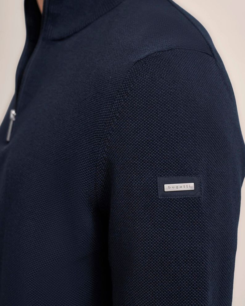 Bugatti Zip Neck Sweater - Navy