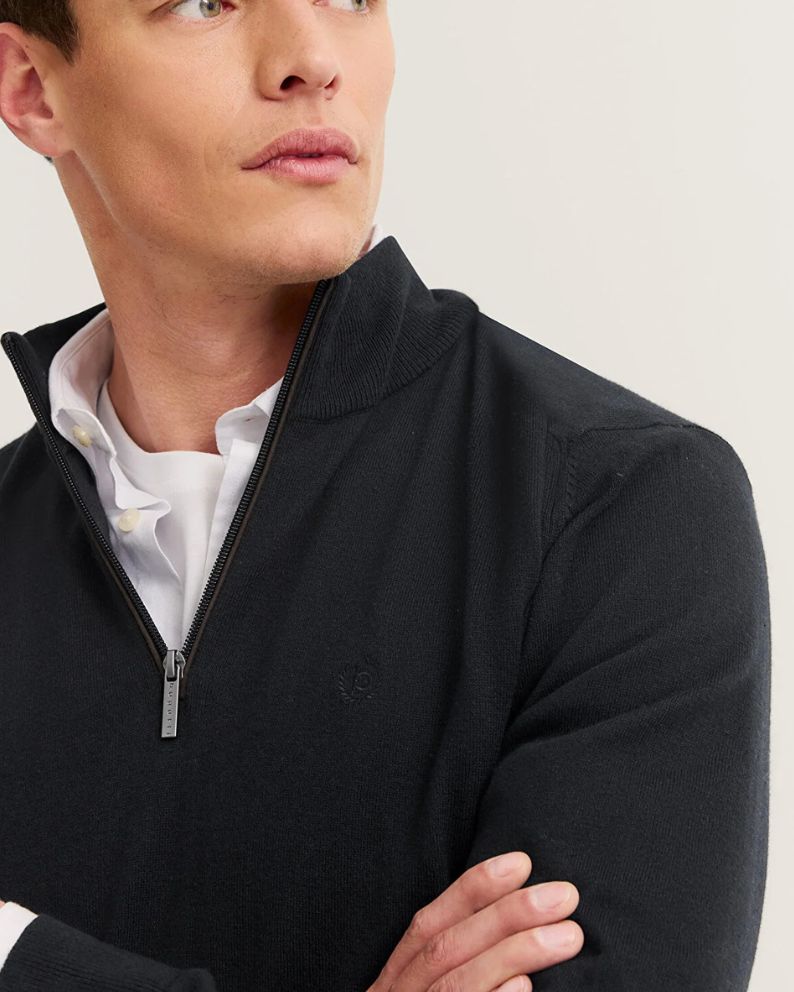 Bugatti Zip Neck Knit - Navy