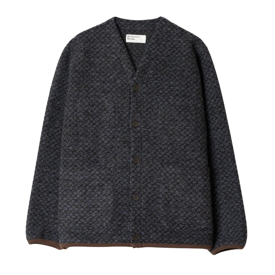 Universal Works Diamond Fleece Cardigan - Grey