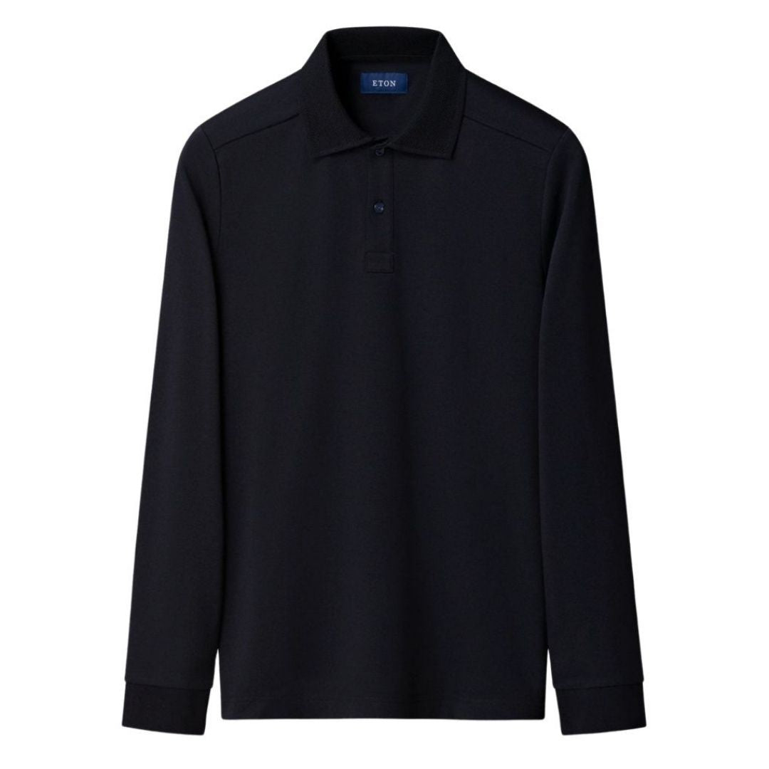 Eton Navy blue Interlock Polo Shirt  - Navy