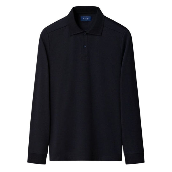 Eton Navy blue Interlock Polo Shirt  - Navy