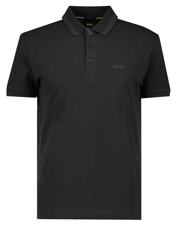 Boss Paddy polo shirt in cotton piqué with logo undercollar - Black