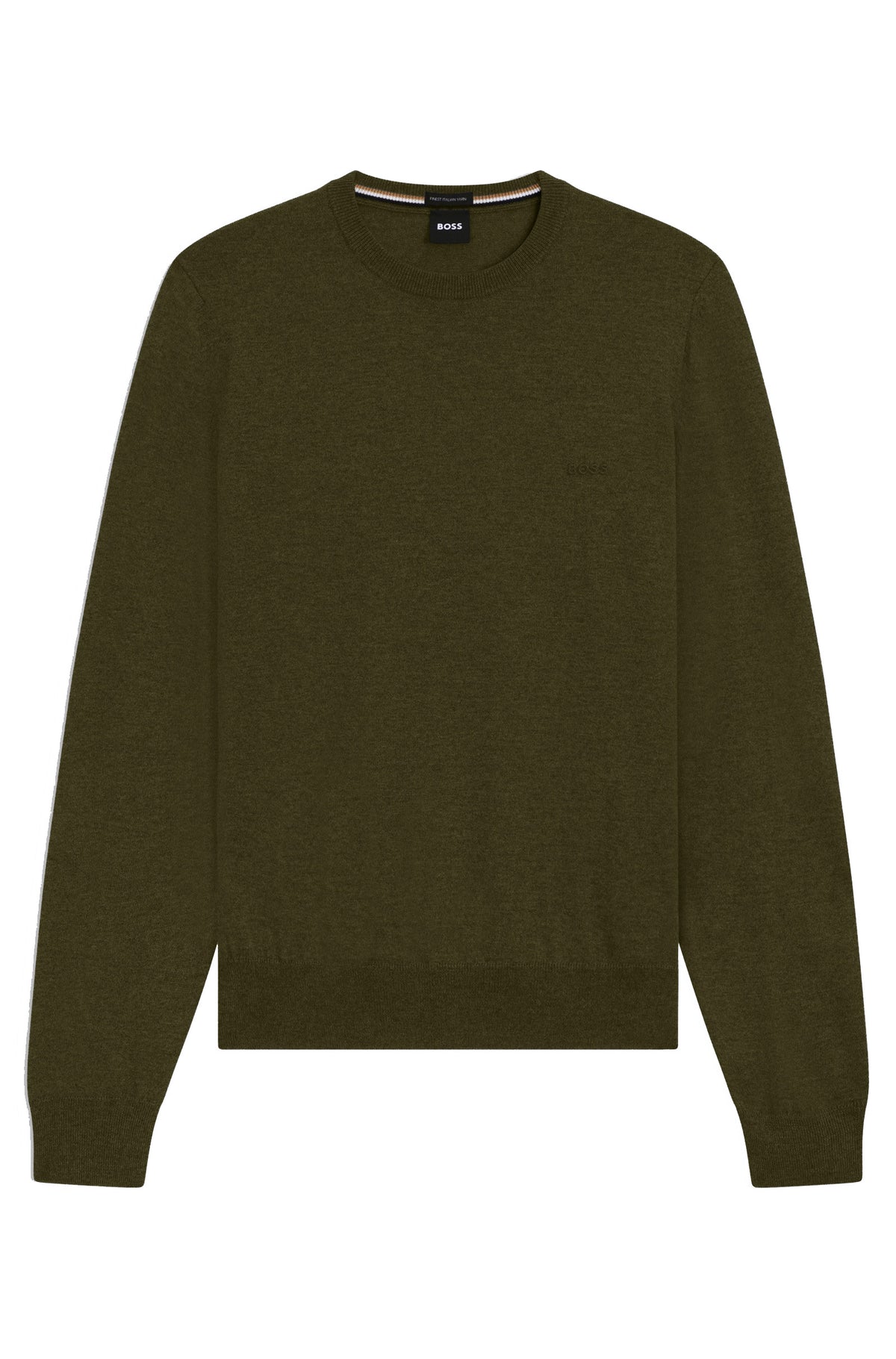 Boss  Regular-fit sweater in virgin wool with embroidered logo - Green