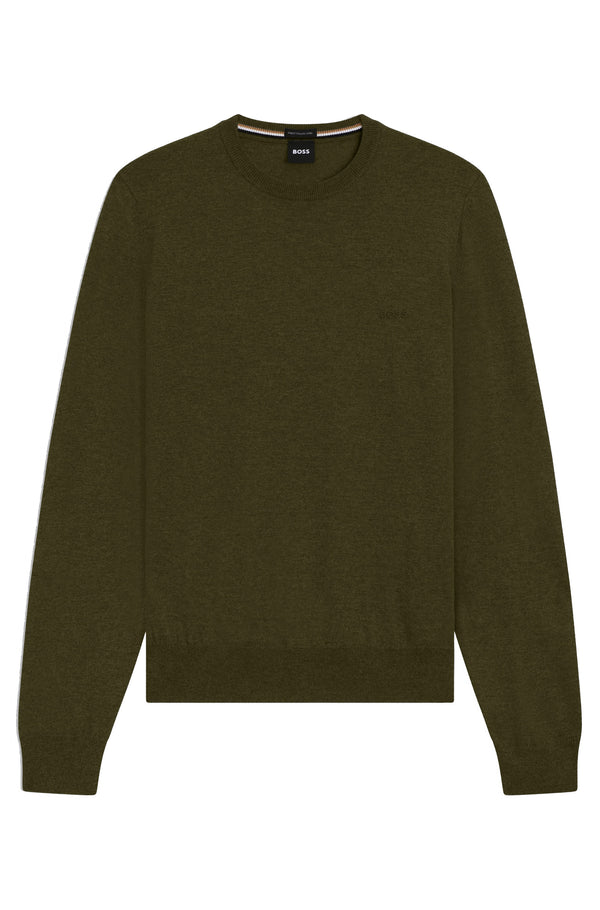 Boss  Regular-fit sweater in virgin wool with embroidered logo - Green