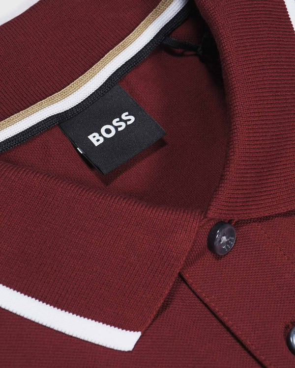 Boss 'Parlay' Tipped Collar Polo Shirt - Red