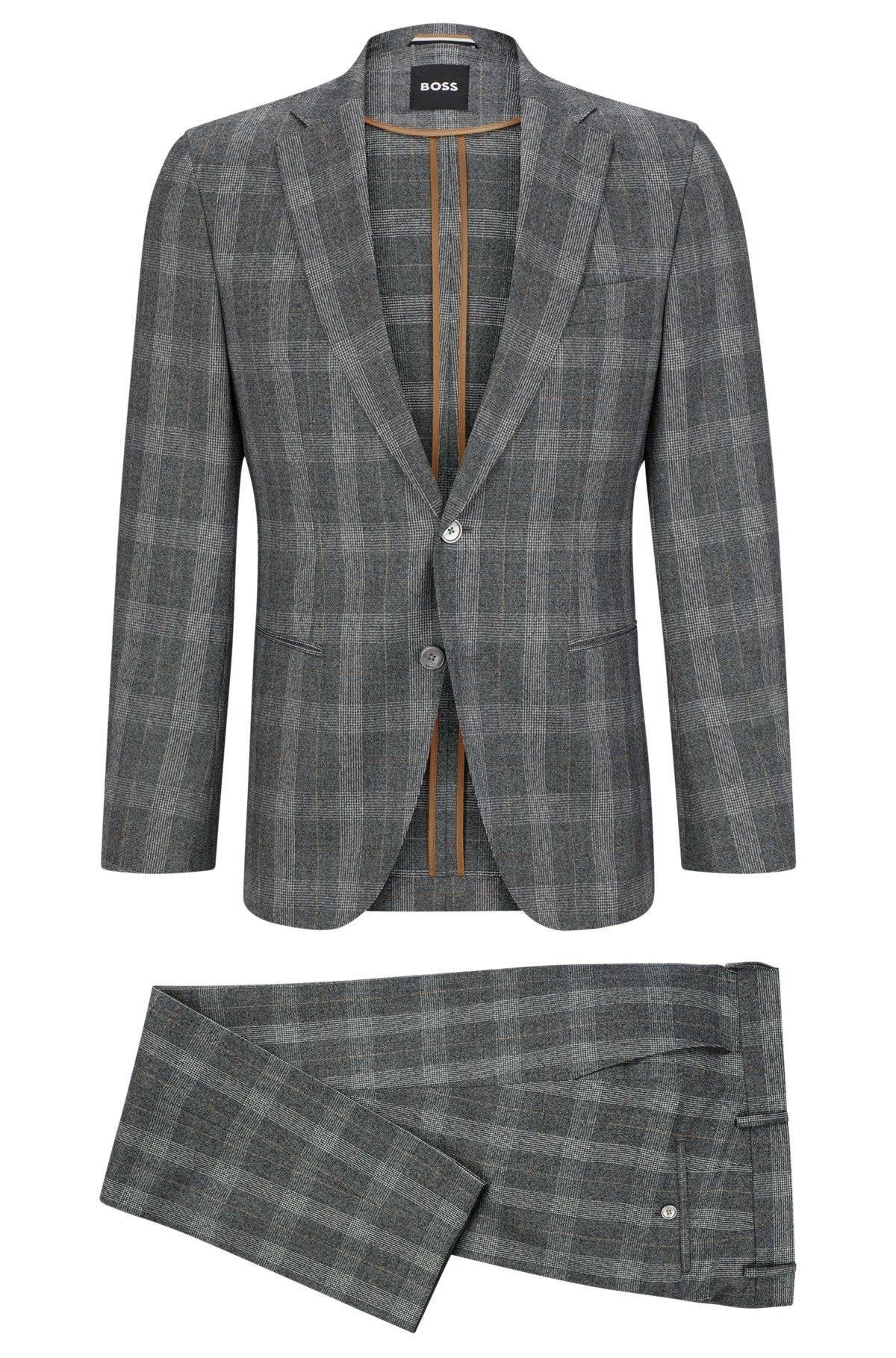 Hugo Boss 100% Virgin Wool Check Suit - Grey
