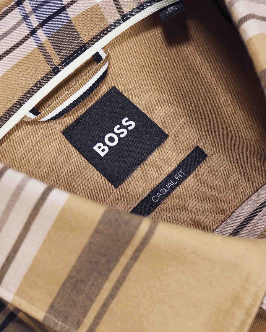 BOSS Hal Casual Fit Checked Shirt – Beige