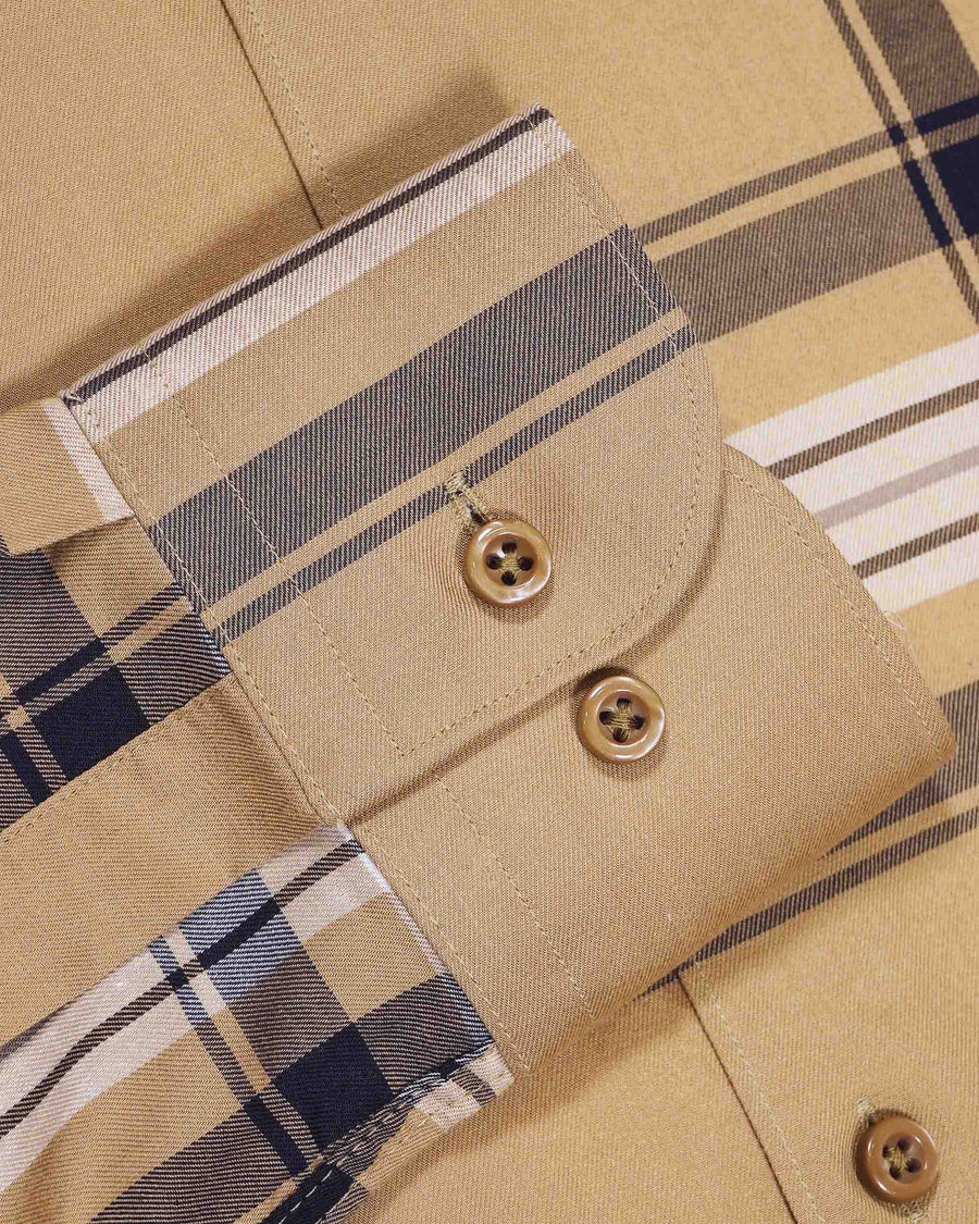 BOSS Hal Casual Fit Checked Shirt – Beige