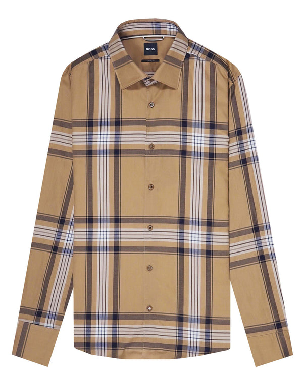 Hugo Boss Casual Fit 'Hal' Checkered Shirt - Beige