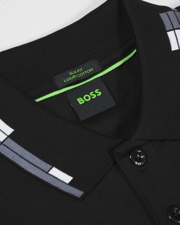 Boss Interlock-Cotton Slim-Fit Polo Shirt - Black