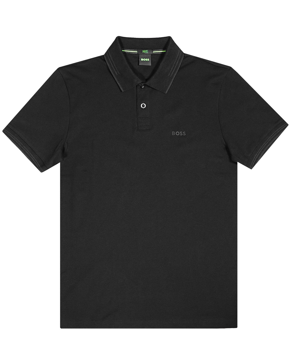 Boss Stretch-cotton slim-fit polo shirt with branding - Black