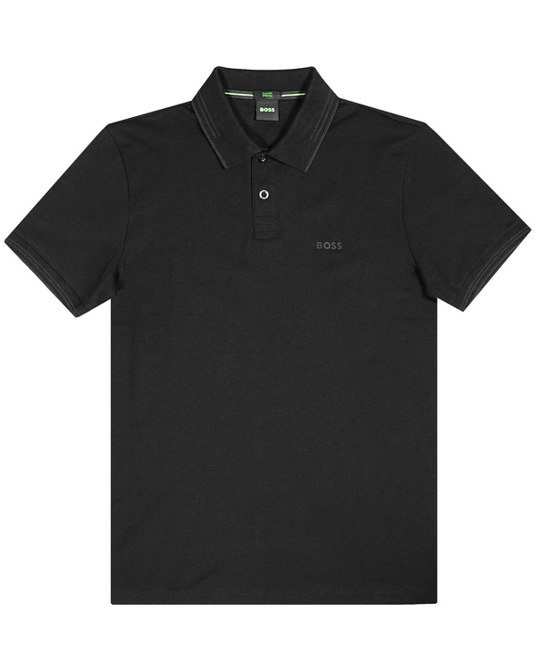 Boss Stretch-cotton slim-fit polo shirt with branding - Black