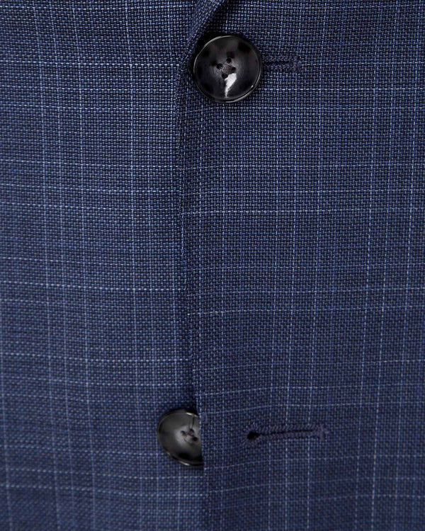 Boss Slim-Fit Suit in Checked Virgin-Wool Serge - Navy Blue